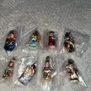 Vintage THOMAS PACCONI Blown Glass Christmas Ornament Set Lot Of 8 ASSORTED Lot2